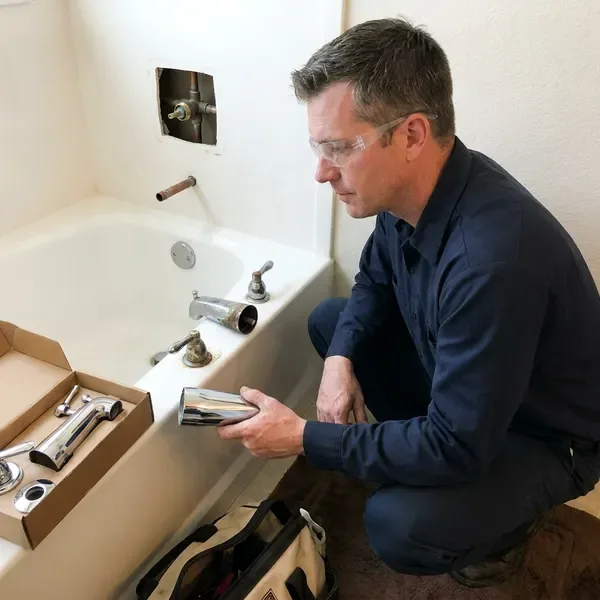 HGR Plumbing technician providing bathtub faucet replacement in Brookhaven, GA