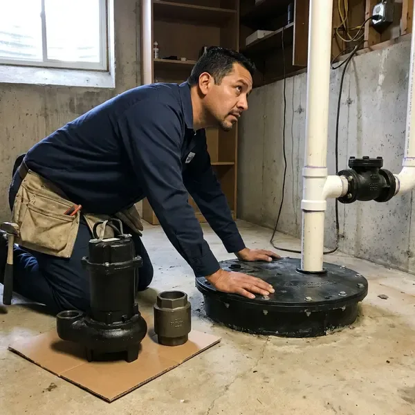 Local sewage ejector pump installation by HGR Plumbing, Atlanta, GA