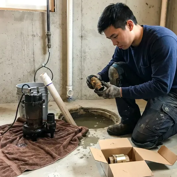 HGR Plumbing technician providing sump pump replacement in Atlanta, GA
