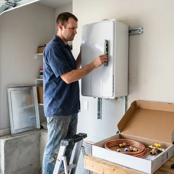 HGR Plumbing technician providing tankless water heater installation in Macon, GA